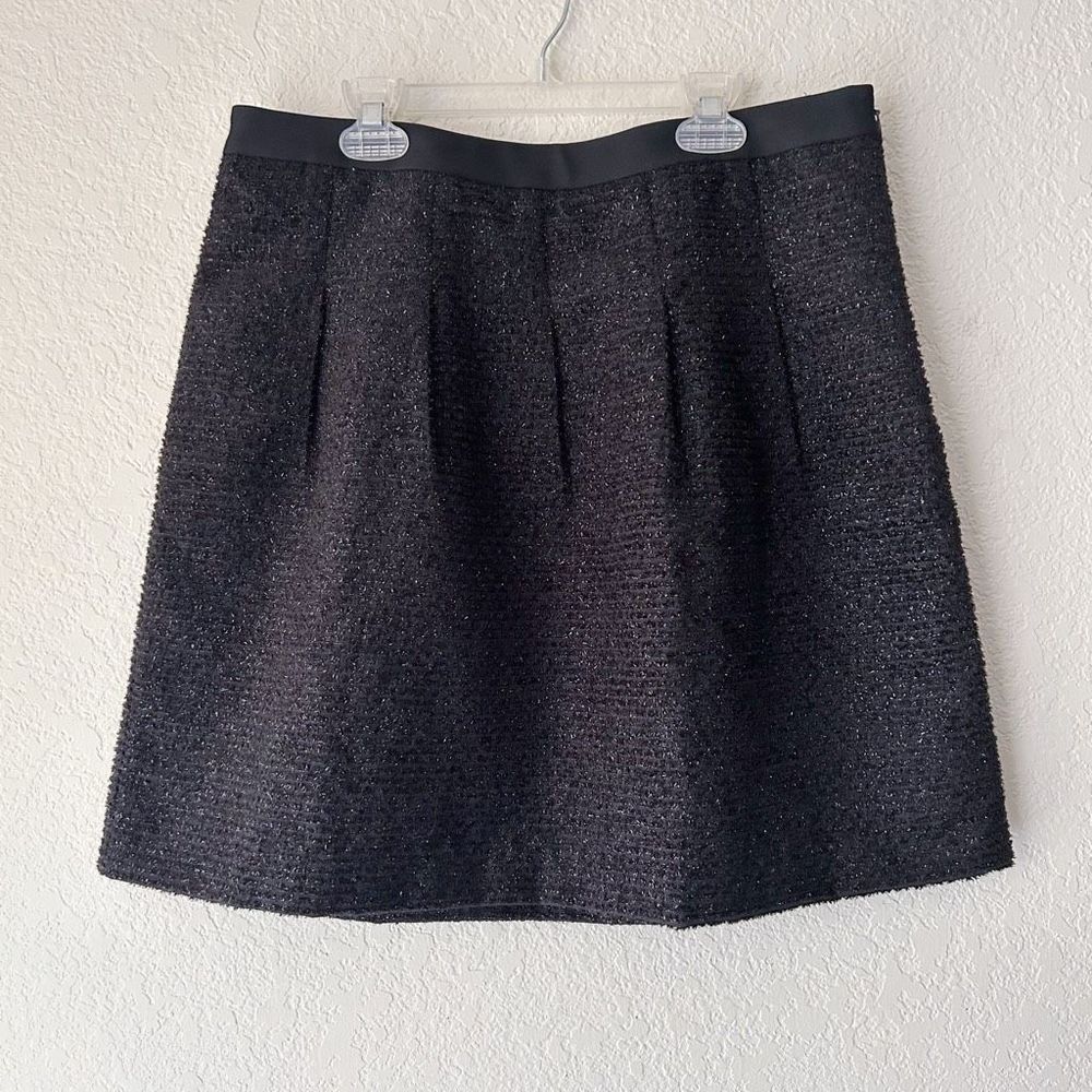 Loft Black Sparkle Pleated Skirt Size 8